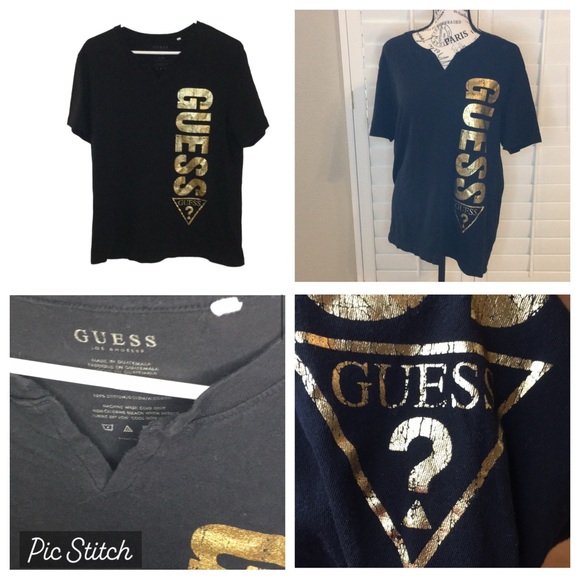 Bundle of 2 Guess Brand V-neck Short Sleeve Cotton Tee Shirts Both Size Large L - Picture 13 of 17